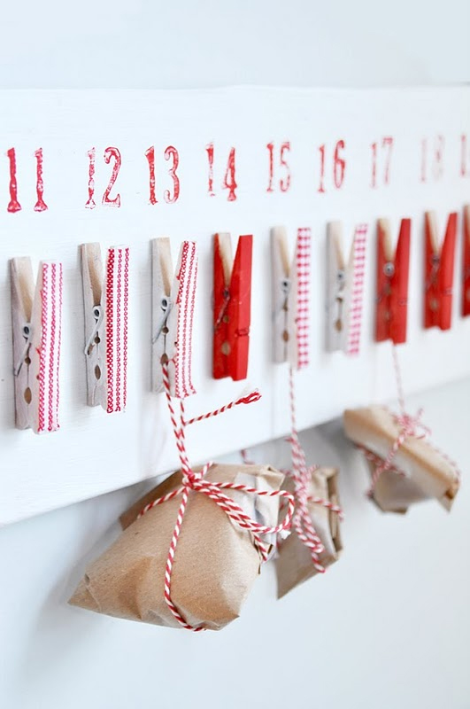 Calendario avvento con mollette